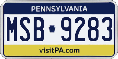 PA license plate MSB9283