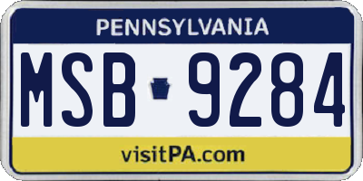 PA license plate MSB9284