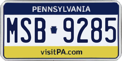 PA license plate MSB9285