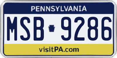 PA license plate MSB9286