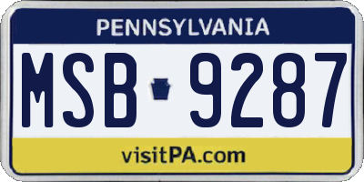 PA license plate MSB9287