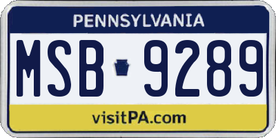 PA license plate MSB9289