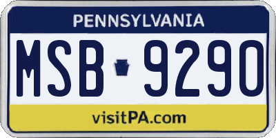 PA license plate MSB9290