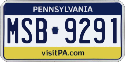 PA license plate MSB9291