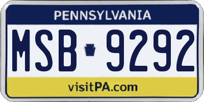 PA license plate MSB9292