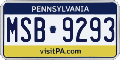 PA license plate MSB9293