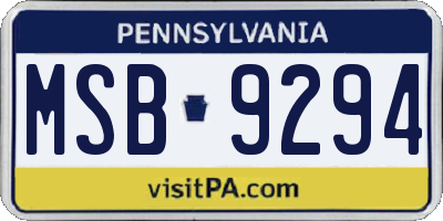 PA license plate MSB9294