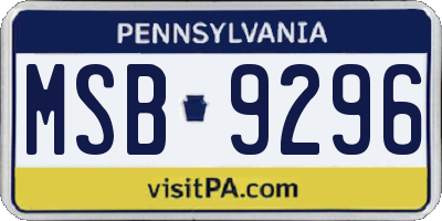 PA license plate MSB9296