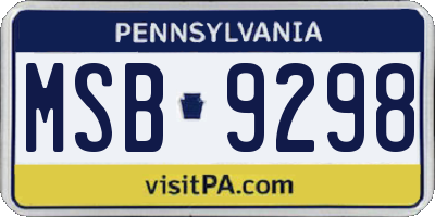 PA license plate MSB9298