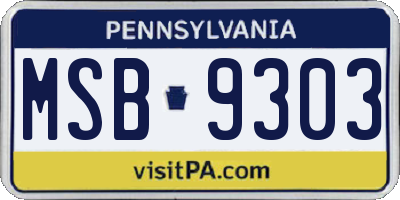 PA license plate MSB9303