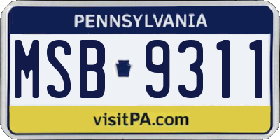 PA license plate MSB9311