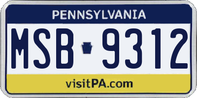 PA license plate MSB9312