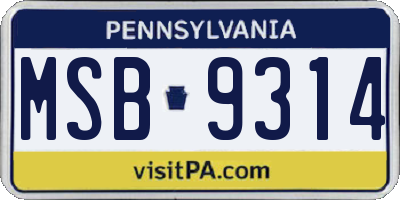 PA license plate MSB9314