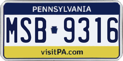 PA license plate MSB9316