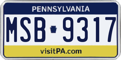 PA license plate MSB9317
