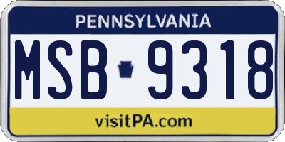PA license plate MSB9318