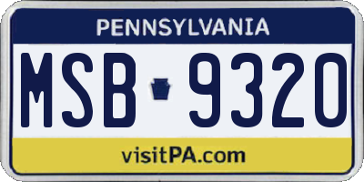 PA license plate MSB9320