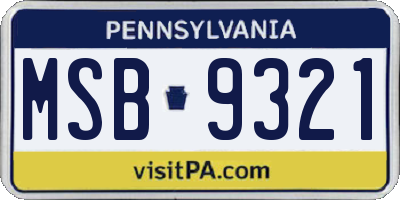 PA license plate MSB9321