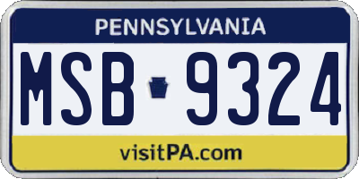 PA license plate MSB9324