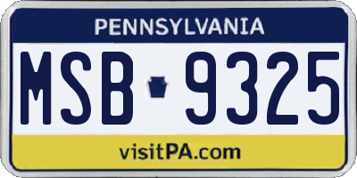 PA license plate MSB9325