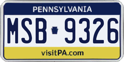 PA license plate MSB9326