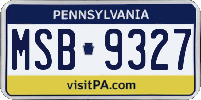 PA license plate MSB9327