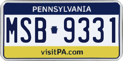 PA license plate MSB9331
