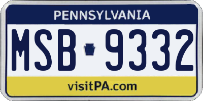 PA license plate MSB9332