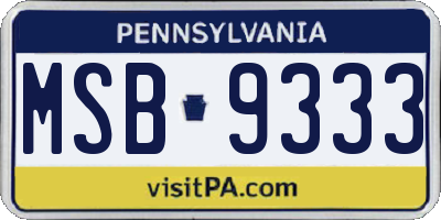 PA license plate MSB9333