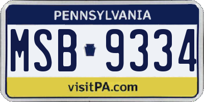 PA license plate MSB9334