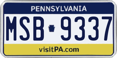 PA license plate MSB9337