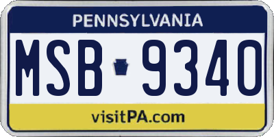 PA license plate MSB9340