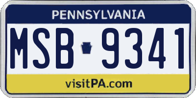 PA license plate MSB9341