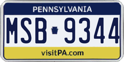 PA license plate MSB9344
