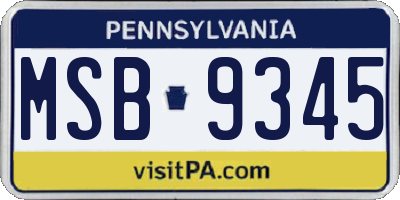 PA license plate MSB9345