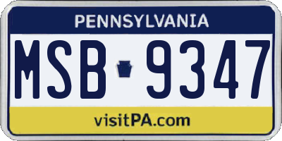 PA license plate MSB9347