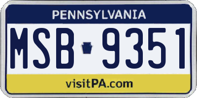 PA license plate MSB9351