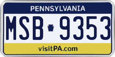 PA license plate MSB9353