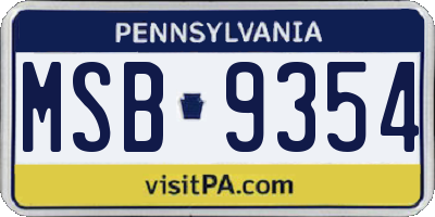 PA license plate MSB9354