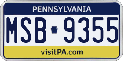 PA license plate MSB9355