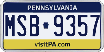 PA license plate MSB9357