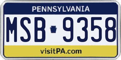 PA license plate MSB9358