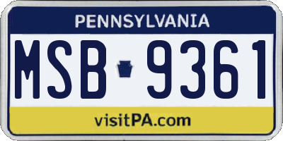 PA license plate MSB9361