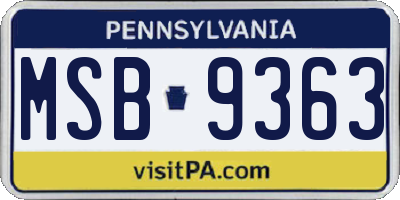 PA license plate MSB9363