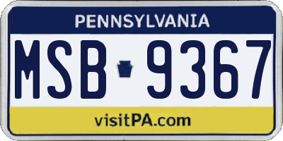 PA license plate MSB9367