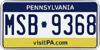 PA license plate MSB9368