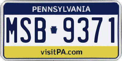 PA license plate MSB9371