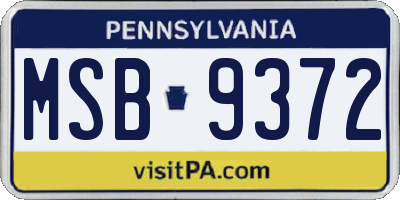 PA license plate MSB9372