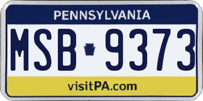 PA license plate MSB9373
