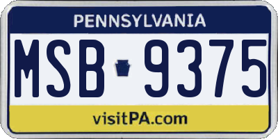 PA license plate MSB9375